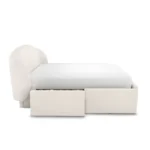 talent design, tenera karyola, modern karyola, çekmeceli karyola, krem kumaş karyola, depolamalı yatak, özel üretim mobilya, sipariş mobilya, özel ölçü mobilya, ısmarlama mobilya, handcrafted bed, custom made storage bed