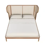 varello karyola, hasır başlıklı yatak, modern ahşap karyola, rattan detaylı yatak, özel üretim karyola, özel ölçü mobilya, sipariş mobilya, ısmarlama mobilya, doğal ahşap yatak, scandinavian bed, coastal furniture, handcrafted bed