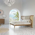 varello karyola, hasır başlıklı yatak, modern ahşap karyola, rattan detaylı yatak, özel üretim karyola, özel ölçü mobilya, sipariş mobilya, ısmarlama mobilya, doğal ahşap yatak, scandinavian bed, coastal furniture, handcrafted bed