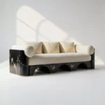 arelno kanepe, el işçiliği lake kanepe, bouclé modern sofa, siyah motifli kanepe, heykelsi modern koltuk, özel üretim kanepe, ısmarlama mobilya, sipariş mobilya, talent design sofa