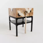 turna motifli komodin, kare form komodin, püsküllü kulplu komodin, modern asya tarzı komodin, özel üretim, sipariş mobilya, ısmarlama mobilya, talent design komodin