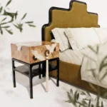 turna motifli komodin, kare form komodin, püsküllü kulplu komodin, modern asya tarzı komodin, özel üretim, sipariş mobilya, ısmarlama mobilya, talent design komodin