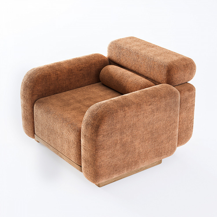 blok form koltuk, modern lounge koltuk, soft brutalist koltuk, silindirik yastıklı koltuk, özel üretim, sipariş mobilya, ısmarlama mobilya, talent design koltuk