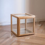 cam küp kitaplık, modüler kitaplık, açık meşe kitaplık, modern şeffaf raf sistemi, özel üretim, sipariş mobilya, ısmarlama mobilya, talent design kitaplık