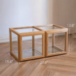 cam küp kitaplık, modüler kitaplık, açık meşe kitaplık, modern şeffaf raf sistemi, özel üretim, sipariş mobilya, ısmarlama mobilya, talent design kitaplık