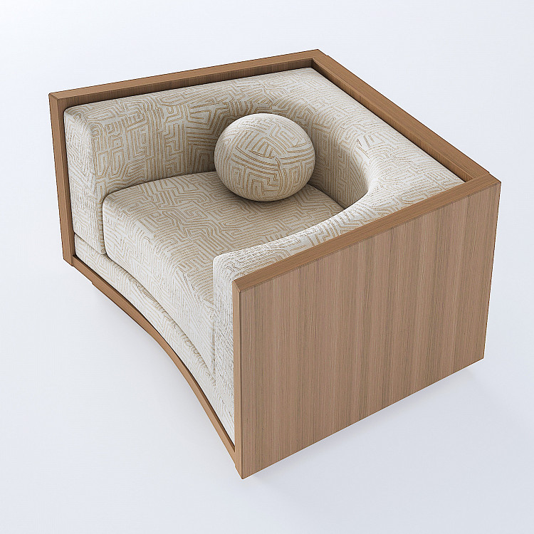 ahşap çerçeveli koltuk, köşe lounge koltuk, modern curved koltuk, geometrik döşemeli koltuk, özel üretim, sipariş mobilya, ısmarlama mobilya, talent design koltuk