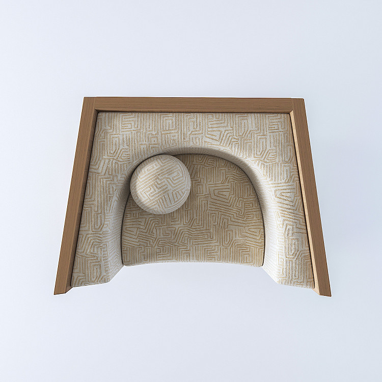 ahşap çerçeveli koltuk, köşe lounge koltuk, modern curved koltuk, geometrik döşemeli koltuk, özel üretim, sipariş mobilya, ısmarlama mobilya, talent design koltuk