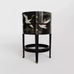 crane motifli komodin, turna desenli komodin, piano siyah komodin, modern asya artisan komodin, özel üretim, sipariş mobilya, ısmarlama mobilya, talent design komodin