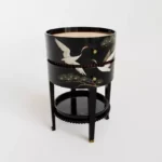 crane motifli komodin, turna desenli komodin, piano siyah komodin, modern asya artisan komodin, özel üretim, sipariş mobilya, ısmarlama mobilya, talent design komodin