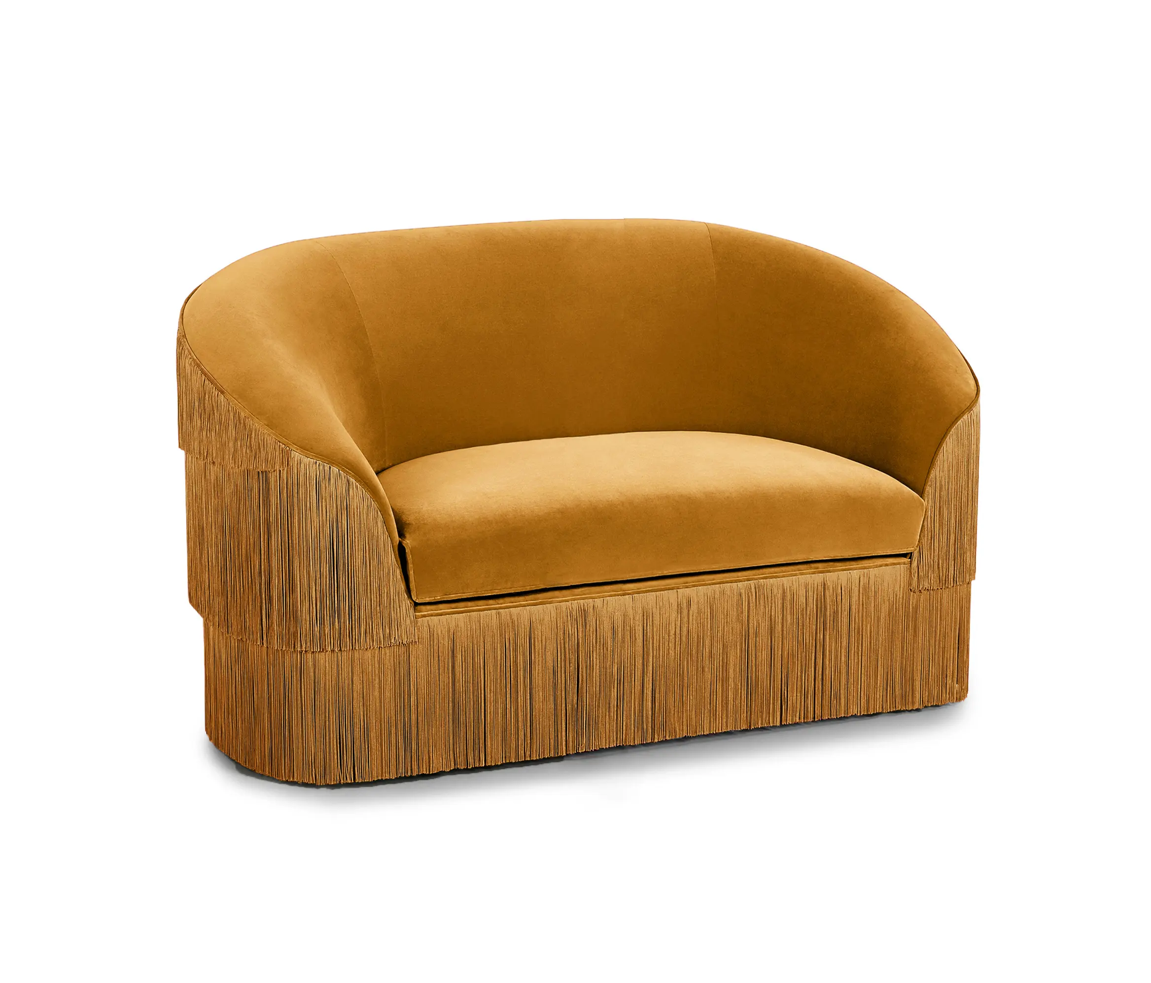 püsküllü koltuk, fringe loveseat, velvet loveseat, art deco koltuk, modern püsküllü kanepe, özel üretim, sipariş mobilya, ısmarlama mobilya, talent design loveseat