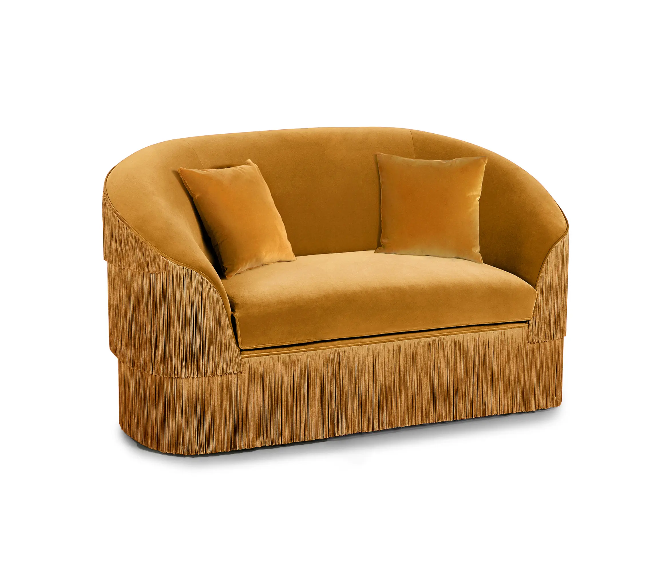 püsküllü koltuk, fringe loveseat, velvet loveseat, art deco koltuk, modern püsküllü kanepe, özel üretim, sipariş mobilya, ısmarlama mobilya, talent design loveseat
