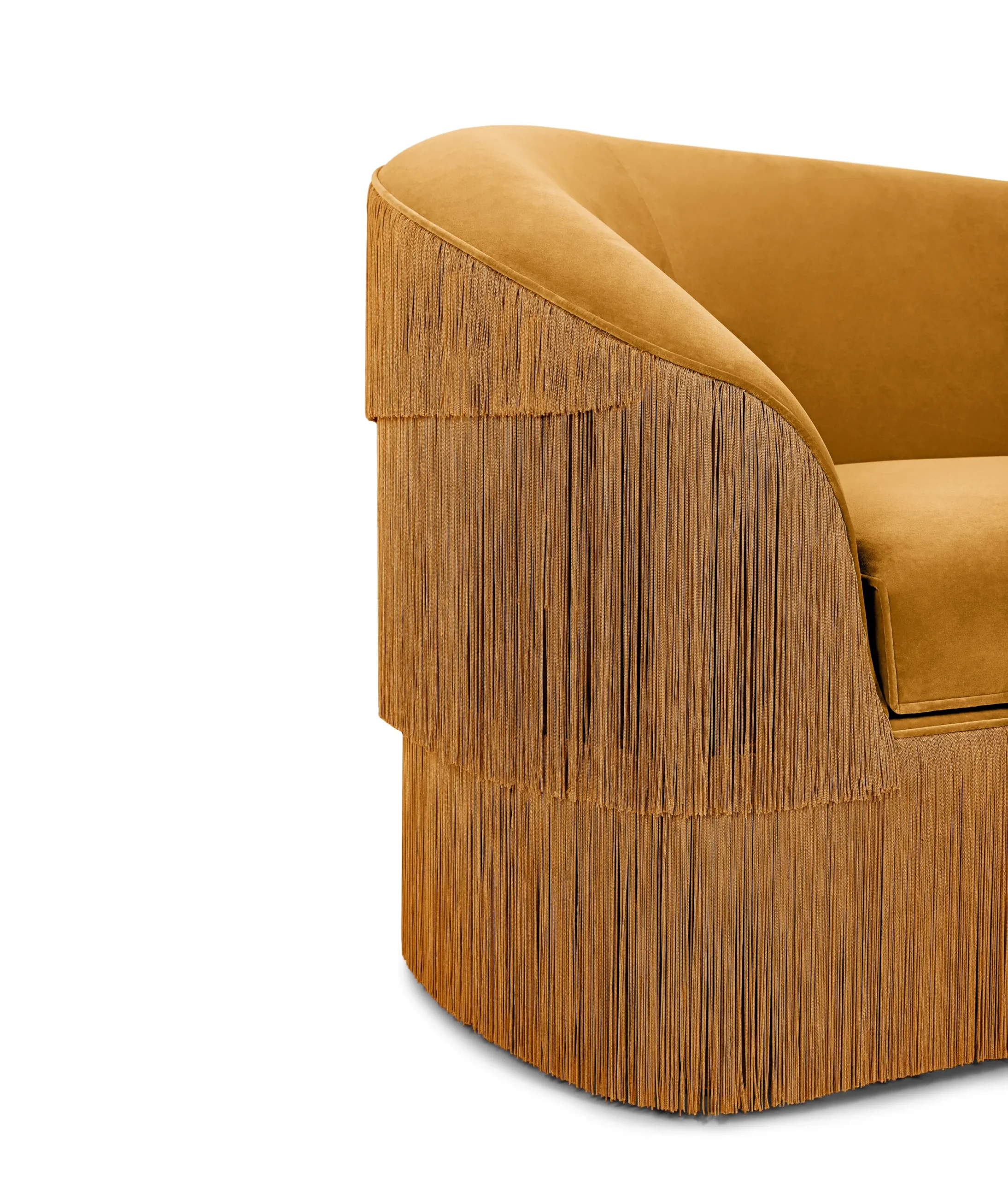püsküllü koltuk, fringe loveseat, velvet loveseat, art deco koltuk, modern püsküllü kanepe, özel üretim, sipariş mobilya, ısmarlama mobilya, talent design loveseat