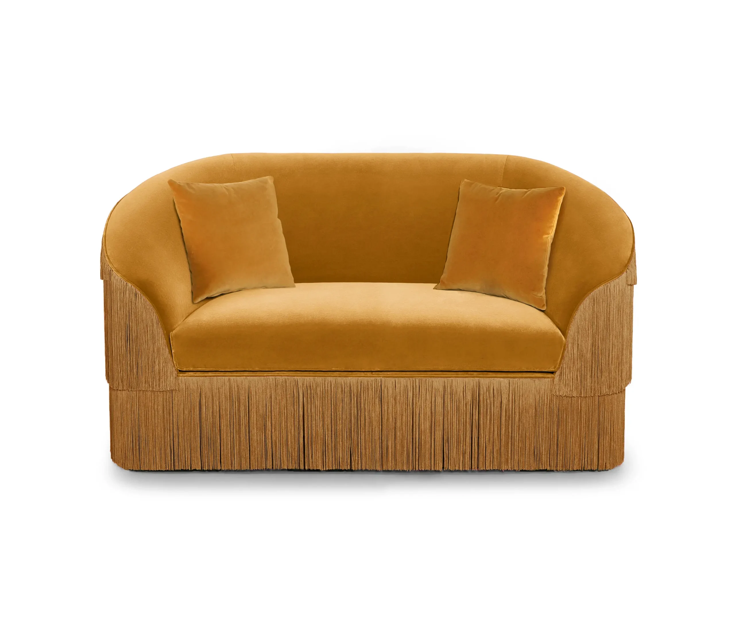 püsküllü koltuk, fringe loveseat, velvet loveseat, art deco koltuk, modern püsküllü kanepe, özel üretim, sipariş mobilya, ısmarlama mobilya, talent design loveseat