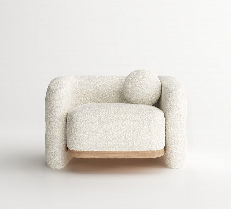 lunella koltuk, boucle koltuk, organik form koltuk, küre yastıklı koltuk, modern koltuk tasarımı, özel üretim, sipariş mobilya, ısmarlama mobilya, talent design koltuk
