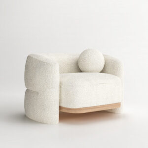 lunella koltuk, boucle koltuk, organik form koltuk, küre yastıklı koltuk, modern koltuk tasarımı, özel üretim, sipariş mobilya, ısmarlama mobilya, talent design koltuk