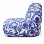 majolica koltuk, desenli tasarım koltuk, el boyaması desen koltuk, özel üretim koltuk, özel ölçü koltuk, sipariş mobilya, ısmarlama mobilya, majolika desen kumaş, akdeniz stili koltuk, modern sanat koltuğu, talent design koltuk