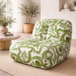 majolica koltuk, desenli tasarım koltuk, el boyaması desen koltuk, özel üretim koltuk, özel ölçü koltuk, sipariş mobilya, ısmarlama mobilya, majolika desen kumaş, akdeniz stili koltuk, modern sanat koltuğu, talent design koltuk