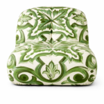 majolica koltuk, desenli tasarım koltuk, el boyaması desen koltuk, özel üretim koltuk, özel ölçü koltuk, sipariş mobilya, ısmarlama mobilya, majolika desen kumaş, akdeniz stili koltuk, modern sanat koltuğu, talent design koltuk