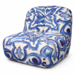majolica koltuk, desenli tasarım koltuk, el boyaması desen koltuk, özel üretim koltuk, özel ölçü koltuk, sipariş mobilya, ısmarlama mobilya, majolika desen kumaş, akdeniz stili koltuk, modern sanat koltuğu, talent design koltuk