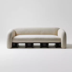 migidus kanepe, oval modern kanepe, bouclé sofa, kemerli baza kanepe, heykelsi modern koltuk, özel üretim kanepe, sipariş mobilya, ısmarlama mobilya, talent design sofa