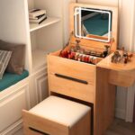 kompakt makyaj masası, led aynalı makyaj masası, organizer makyaj masası, küçük alan makyaj çözümü, özel üretim, sipariş mobilya, ısmarlama mobilya, talent design makyaj masası