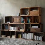 modüler kitaplık, ceviz kitaplık, radius hatlı raf sistemi, modern ahşap kitaplık, özel üretim, sipariş mobilya, ısmarlama mobilya, talent design kitaplık