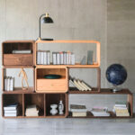 modüler kitaplık, ceviz kitaplık, radius hatlı raf sistemi, modern ahşap kitaplık, özel üretim, sipariş mobilya, ısmarlama mobilya, talent design kitaplık
