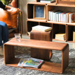 modüler kitaplık, ceviz kitaplık, radius hatlı raf sistemi, modern ahşap kitaplık, özel üretim, sipariş mobilya, ısmarlama mobilya, talent design kitaplık