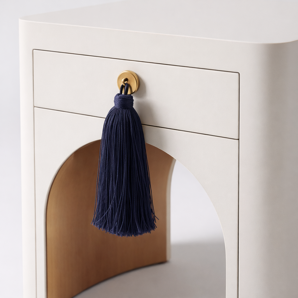 narlona komodin, arkad form komodin, modern tasarım komodin, püsküllü kulp mobilya, özel üretim komodin, ısmarlama mobilya, sipariş mobilya, talent design komodin