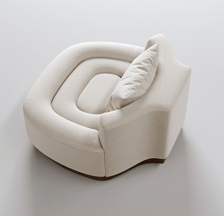 boucle koltuk, oval lounge koltuk, modern heykelsi koltuk, soft luxury koltuk, organik form koltuk, özel üretim, sipariş mobilya, ısmarlama mobilya, talent design koltuk