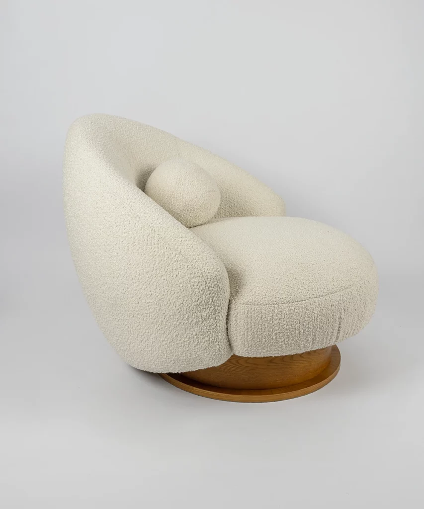 özel üretim koltuk, özel ölçü koltuk, sipariş mobilya, ısmarlama mobilya, lounge koltuk, bouclé koltuk, organik form koltuk, döner koltuk, tasarım koltuk, RH tarzı koltuk, Soho House stil koltuk, Anthropologie tasarım koltuk, Nişantaşı özel üretim mobilya, Talent Design tasarım koltuk