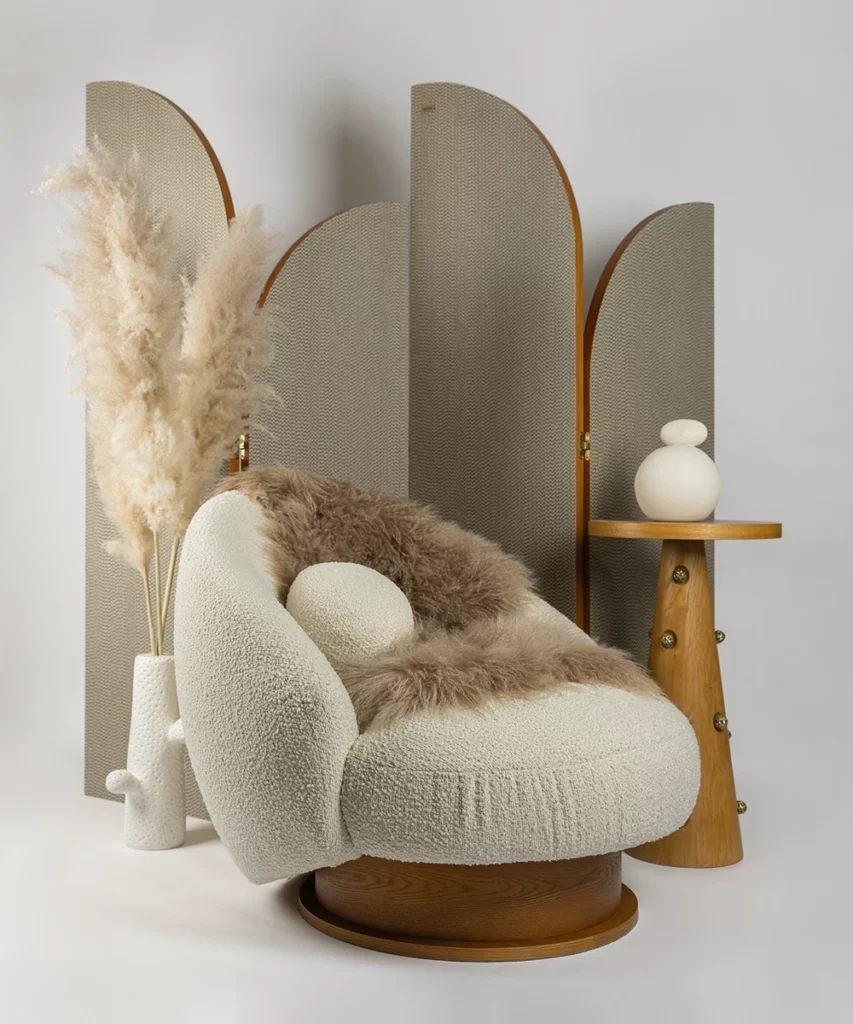 özel üretim koltuk, özel ölçü koltuk, sipariş mobilya, ısmarlama mobilya, lounge koltuk, bouclé koltuk, organik form koltuk, döner koltuk, tasarım koltuk, RH tarzı koltuk, Soho House stil koltuk, Anthropologie tasarım koltuk, Nişantaşı özel üretim mobilya, Talent Design tasarım koltuk