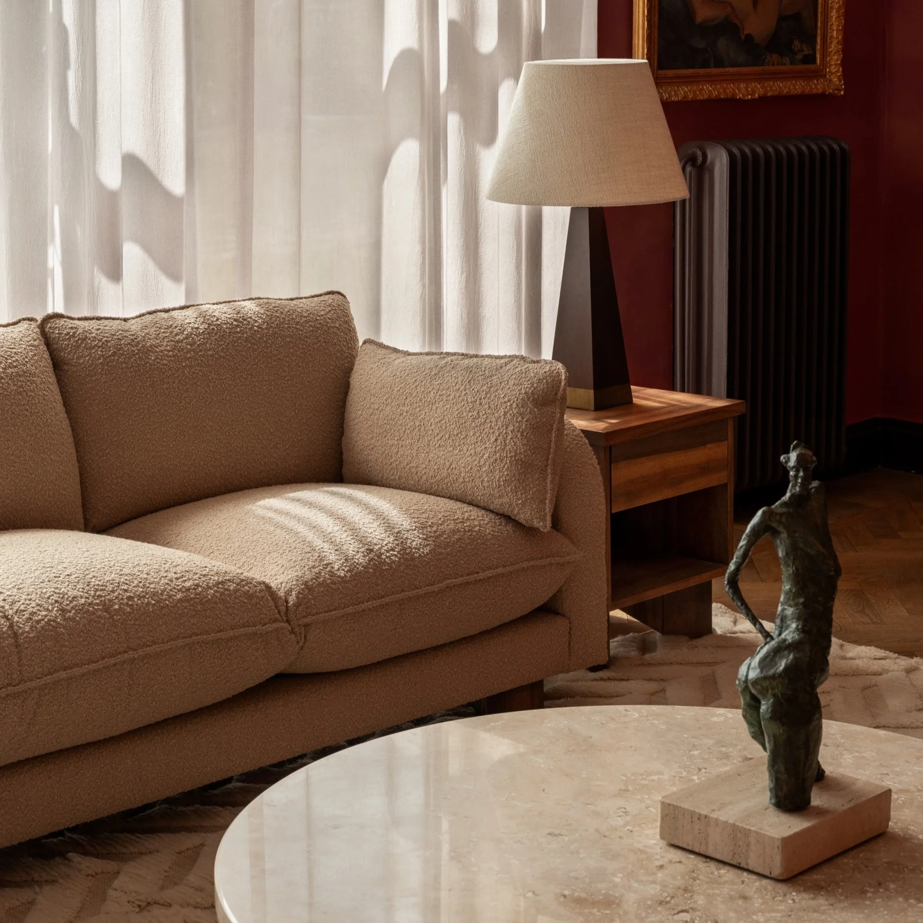 talsora kanepe, boucle modern kanepe, cozy minimal sofa, japandi kanepe, soft modern kanepe, özel üretim kanepe, sipariş mobilya, ısmarlama mobilya, talent design sofa