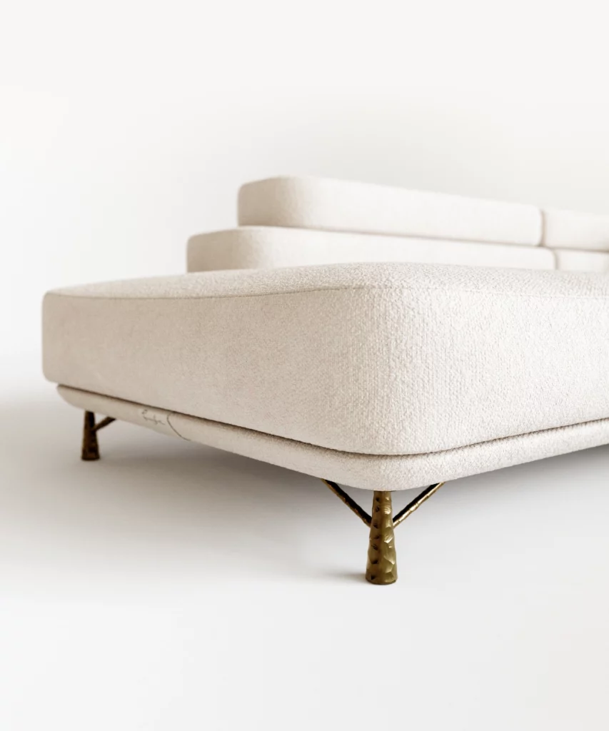 tarella köşe kanepe, modern lineer kanepe, minimal köşe koltuk, bouclé kanepe, özel üretim kanepe, sipariş mobilya, ısmarlama mobilya, talent design sofa
