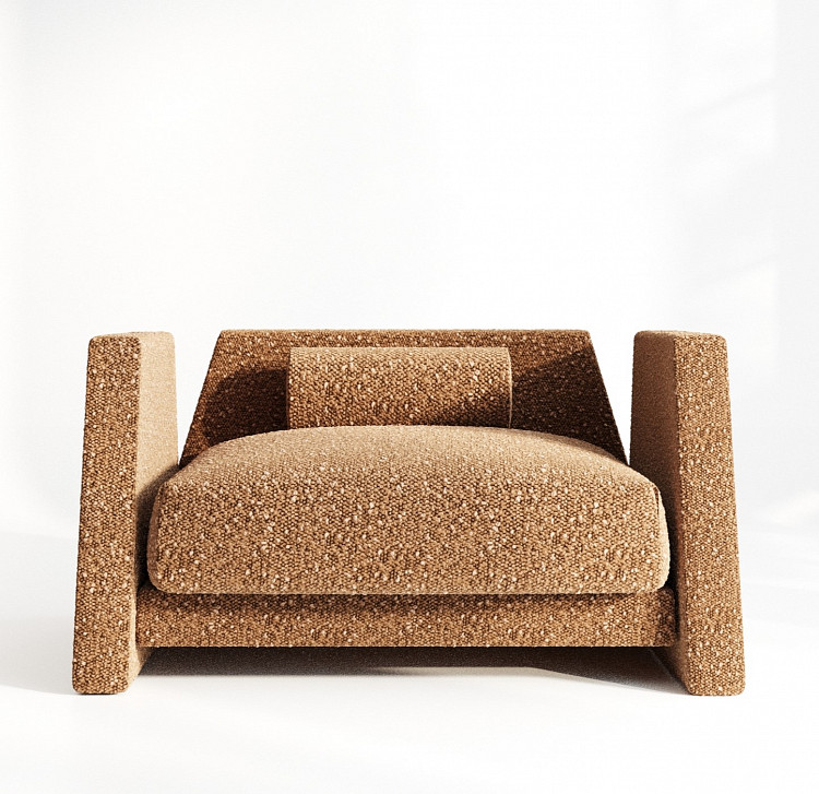 trapez form koltuk, modern brutalist koltuk, heykelsi koltuk tasarımı, geniş oturum lounge koltuk, özel üretim, özel ölçü, sipariş mobilya, ısmarlama mobilya, talent design koltuk