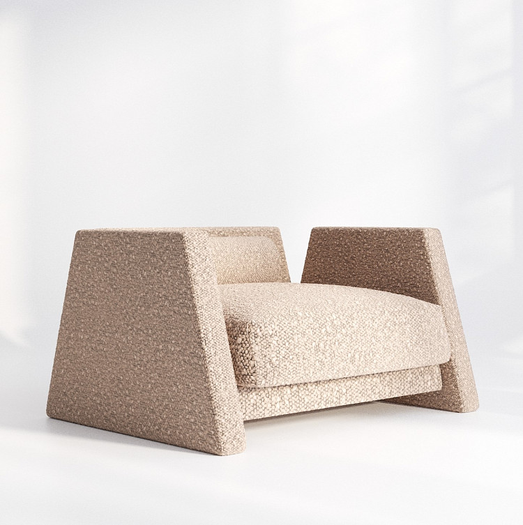 trapez form koltuk, modern brutalist koltuk, heykelsi koltuk tasarımı, geniş oturum lounge koltuk, özel üretim, özel ölçü, sipariş mobilya, ısmarlama mobilya, talent design koltuk
