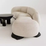 tigiu köşe kanepe, organik köşe koltuk, kıvrımlı bouclé kanepe, modern modüler sofa, özel üretim kanepe, sipariş mobilya, ısmarlama mobilya, talent design sofa