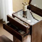 ceviz makyaj masası, kapaklı aynalı makyaj masası, takı düzenleyicili makyaj masası, kompakt makyaj çözümü, özel üretim, sipariş mobilya, ısmarlama mobilya, talent design makyaj masası