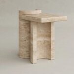 traverten yan sehpa, ozel uretim sehpa, masif tas sehpa, modern minimalist sehpa, siparis mobilya