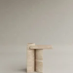 traverten yan sehpa, ozel uretim sehpa, masif tas sehpa, modern minimalist sehpa, siparis mobilya