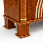 kok kaplama ahsap art deco bufe tasarimi, mermer tablalı luks sideboard tasarimi, konsantrik motifli dekoratif modern bufe, ozel uretim kok kaplama luks bufe tasarimi, metal detayli art deco stil bufe