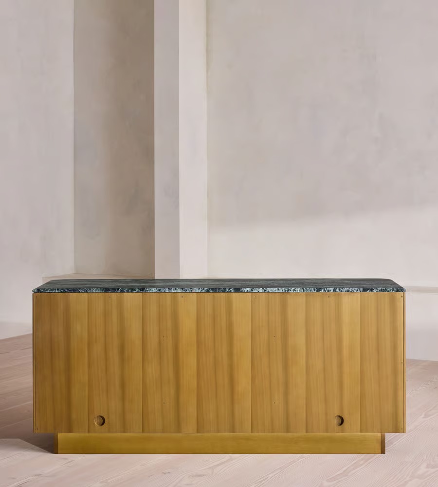 kök kaplama kapaklı büfe, doğal taş tablalı büfe, organik formlu tasarım büfe, modern dekoratif ahşap büfe, özel üretim kök kaplama büfe