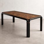 kavisli metal ayak masa özel üretim, ceviz kaplama modern masa özel ölçü sipariş mobilya, ısmarlama mobilya endüstriyel yemek masası tasarım, metal çerçeveli masa modern dining table ahşap tabla, siyah metal ayaklı masa çağdaş tasarım mobilya