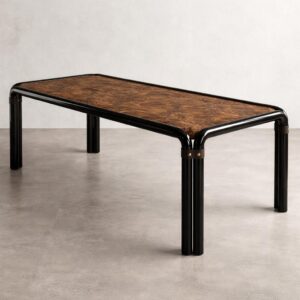 kavisli metal ayak masa özel üretim, ceviz kaplama modern masa özel ölçü sipariş mobilya, ısmarlama mobilya endüstriyel yemek masası tasarım, metal çerçeveli masa modern dining table ahşap tabla, siyah metal ayaklı masa çağdaş tasarım mobilya