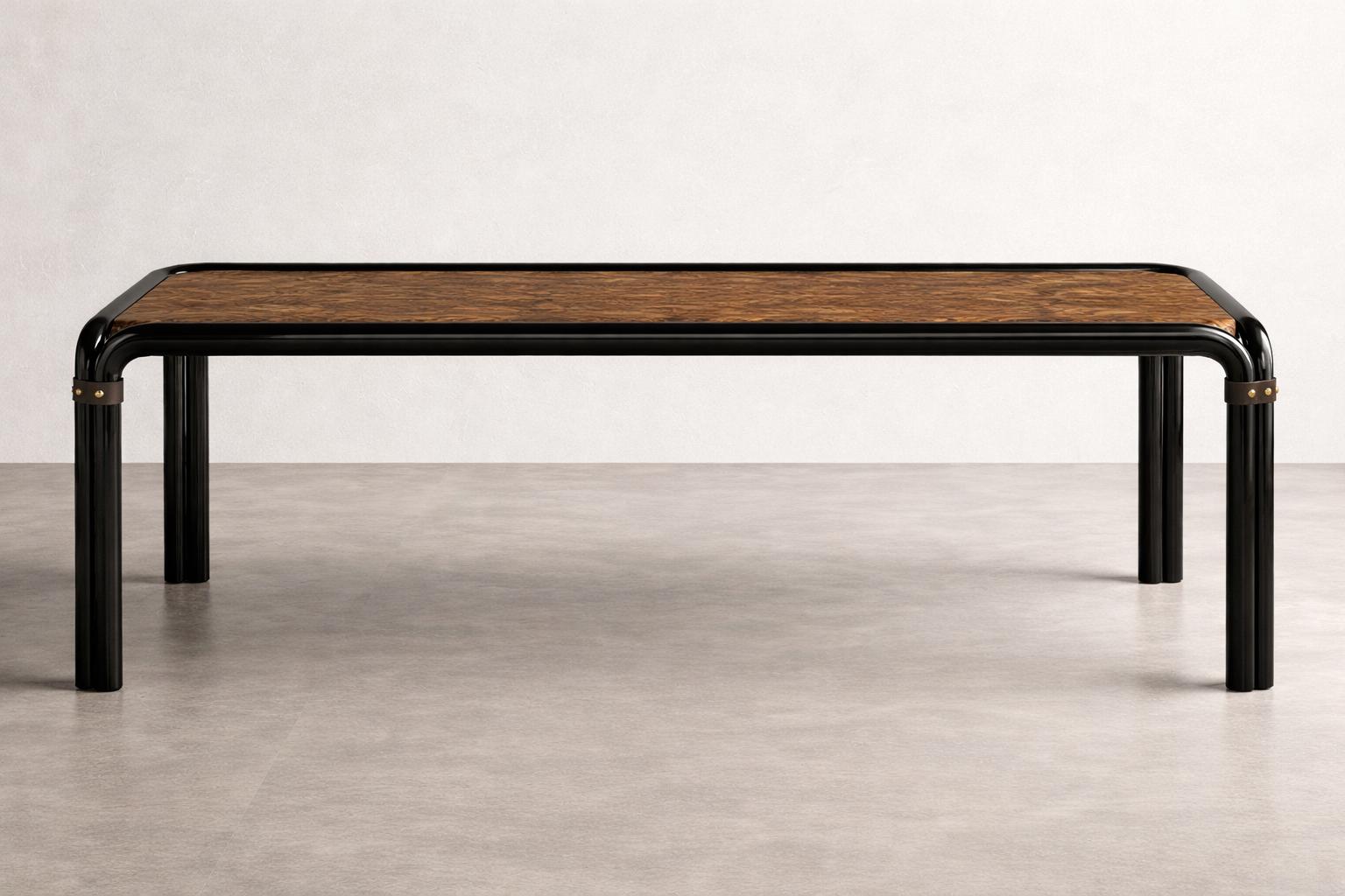 kavisli metal ayak masa özel üretim, ceviz kaplama modern masa özel ölçü sipariş mobilya, ısmarlama mobilya endüstriyel yemek masası tasarım, metal çerçeveli masa modern dining table ahşap tabla, siyah metal ayaklı masa çağdaş tasarım mobilya