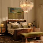 kavisli masif ahşap yatak tasarım, art deco stil özel ölçü karyola, ceviz kaplama lüks yatak modeli, sipariş mobilya yatak odası tasarımı, ısmarlama mobilya modern bed frame