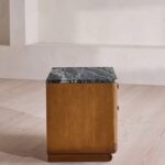 burl kaplama komodin mermer tabla, kavisli art deco komodin özel ölçü, yeşil mermer üstlü lüks komodin, sipariş mobilya yatak yanı dolabı, ısmarlama mobilya modern bedside table