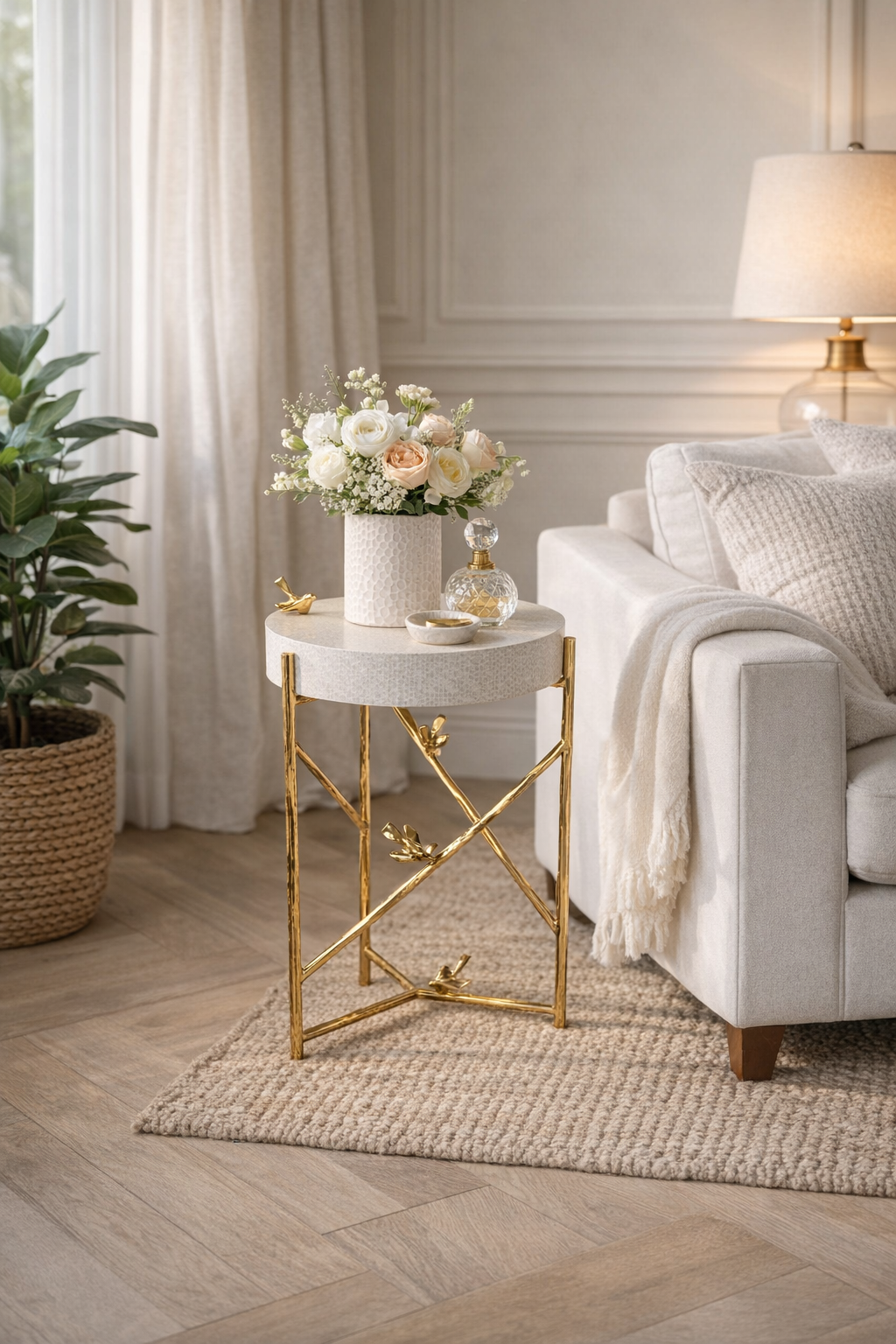 özel üretim yan sehpa, özel ölçü yan sehpa, sipariş mobilya sehpa, ısmarlama yan sehpa, pirinç metal yan sehpa