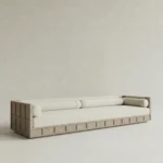 masif mese panel detayli uzun kanepe tasarimi, lineer modern sofa minimal tasarim, ozel uretim ahsap kanepe modeli, japandi stil uzun oturum kanepe, panel kaideli modern kanepe