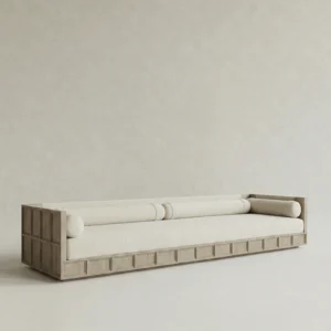 masif mese panel detayli uzun kanepe tasarimi, lineer modern sofa minimal tasarim, ozel uretim ahsap kanepe modeli, japandi stil uzun oturum kanepe, panel kaideli modern kanepe